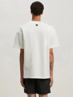 PALM ANGELS T-Shirt<T-SHIRT BURNING MONOGRAM Bianco, Giallo