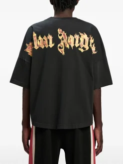 PALM ANGELS T-Shirt<T-SHIRT BURNING PALM OVER Giallo, Nero