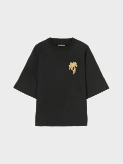 PALM ANGELS T-Shirt<T-SHIRT BURNING PALM OVER Giallo, Nero