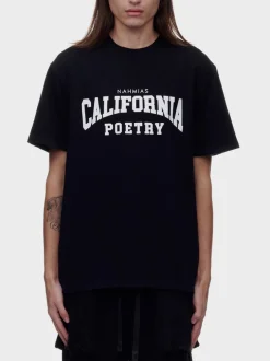 NAHMIAS T-Shirt<T-SHIRT CALIFORNIA POETRY VARSITY Bianco, Nero