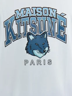 MAISON KITSUNE T-Shirt<T-SHIRT CAMPUS FOX Azzurro, Bianco, Blu