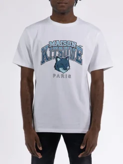 MAISON KITSUNE T-Shirt<T-SHIRT CAMPUS FOX Azzurro, Bianco, Blu
