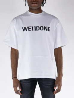 WE11DONE. T-Shirt<T-SHIRT CLASSIC LOGO Bianco, Nero