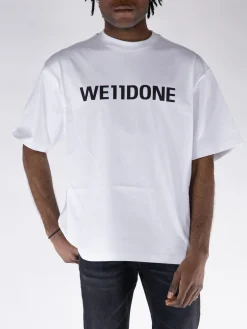 WE11DONE. T-Shirt<T-SHIRT CLASSIC LOGO Bianco, Nero