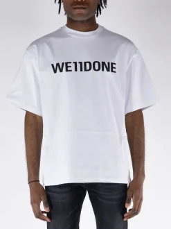 WE11DONE. T-Shirt<T-SHIRT CLASSIC LOGO Bianco, Nero