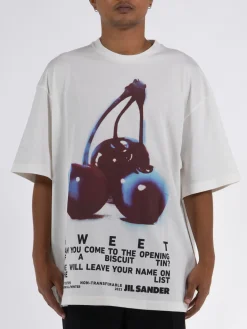 JIL SANDER T-Shirt<T-SHIRT CN SS Bianco, Nero, Rosa