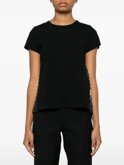SACAI T-Shirt<T-SHIRT CON INSERTI Nero