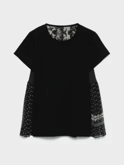 SACAI T-Shirt<T-SHIRT CON INSERTI Nero