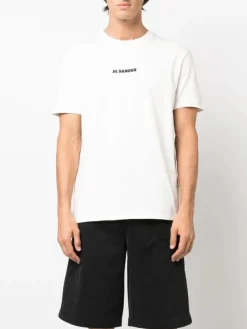 JIL SANDER T-Shirt<T-SHIRT CON LOGO Bianco, Nero