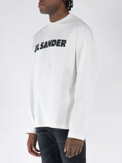 JIL SANDER T-Shirt<T-SHIRT CON LOGO Bianco, Nero