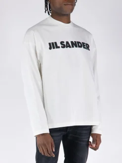 JIL SANDER T-Shirt<T-SHIRT CON LOGO Bianco, Nero