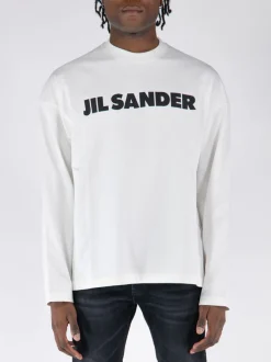 JIL SANDER T-Shirt<T-SHIRT CON LOGO Bianco, Nero