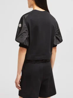 MONCLER T-Shirt<T-SHIRT CON MANICHE A PALLONCINO Nero
