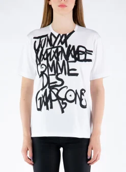 T-Shirt<T-SHIRT CON STAMPA Bianco, Nero