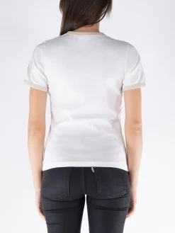 COURREGES T-Shirt<T-SHIRT CONTRAST PRINTED Beige, Bianco