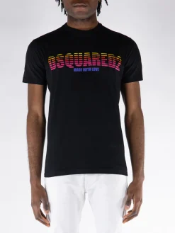 DSQUARED T-Shirt<T-SHIRT COOL FIT Nero, Fuxia