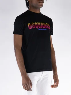 DSQUARED T-Shirt<T-SHIRT COOL FIT Nero, Fuxia