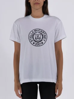 STELLA MCCARTNEY T-Shirt<T-SHIRT COUNTRY CLUB CREST Bianco, Nero