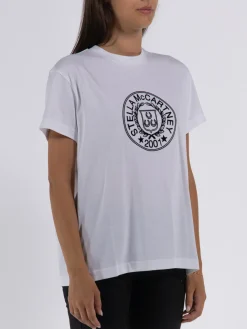 STELLA MCCARTNEY T-Shirt<T-SHIRT COUNTRY CLUB CREST Bianco, Nero