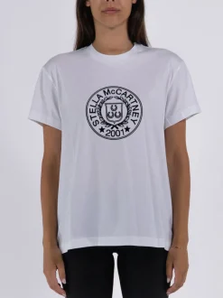 STELLA MCCARTNEY T-Shirt<T-SHIRT COUNTRY CLUB CREST Bianco, Nero