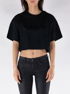 MONCLER T-Shirt<T-SHIRT CROPPED CLASSIC LOGO Nero
