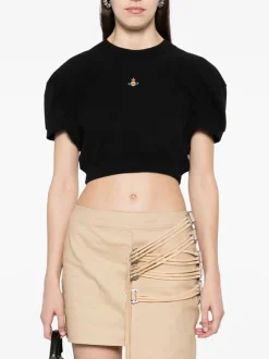 VIVIENNE WESTWOOD. T-Shirt<T-SHIRT CROPPED FOOTBALL Nero