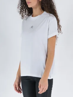 T-Shirt<T-SHIRT CRYSTAL MINI STAR EMBROIDERY Bianco
