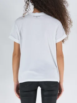 T-Shirt<T-SHIRT CRYSTAL MINI STAR EMBROIDERY Bianco
