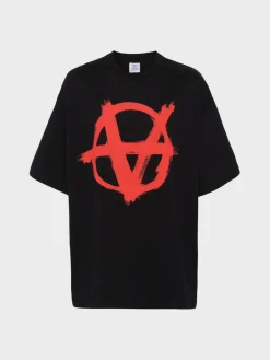 VETEMENTS. T-Shirt<T-SHIRT DOUBLE ANARCHY Nero, Rosso