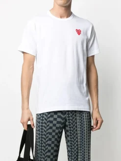 COMME DES GARCONS PLAY T-Shirt<T-SHIRT DOUBLE HEART Bianco