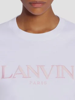 LANVIN T-Shirt<T-SHIRT EMBROIDERED Bianco, Rosa