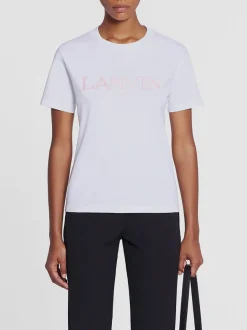 LANVIN T-Shirt<T-SHIRT EMBROIDERED Bianco, Rosa