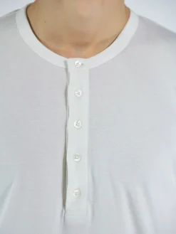 T-Shirt<T-SHIRT FLUID RIB LS HENLEY Bianco
