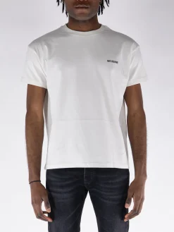 WE11DONE. T-Shirt<T-SHIRT GIROCOLLO CON MINI LOGO Bianco, Nero