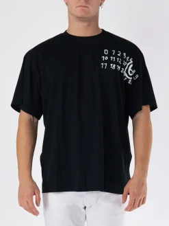 MM6 MAISON MARGIELA T-Shirt<T-SHIRT GIROCOLLO CON STAMPA Bianco, Nero
