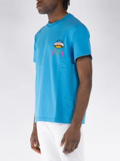 MEMBERS OF THE RAGE T-Shirt<T-SHIRT GIROCOLLO CON STAMPA Azzurro