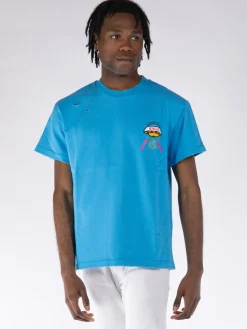 MEMBERS OF THE RAGE T-Shirt<T-SHIRT GIROCOLLO CON STAMPA Azzurro