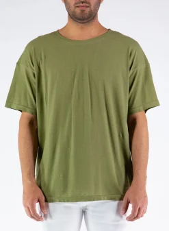 T-Shirt<T-SHIRT GIROCOLLO OVER Verde