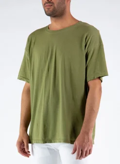 T-Shirt<T-SHIRT GIROCOLLO OVER Verde