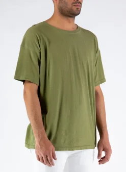 T-Shirt<T-SHIRT GIROCOLLO OVER Verde