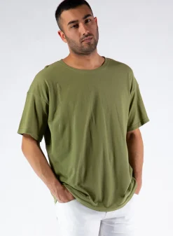 T-Shirt<T-SHIRT GIROCOLLO OVER Verde