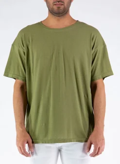 T-Shirt<T-SHIRT GIROCOLLO OVER Verde