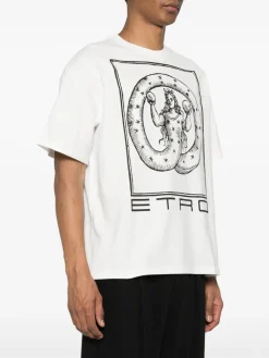 ETRO T-Shirt<T-SHIRT GIROCOLLO PRINTED Bianco, Nero