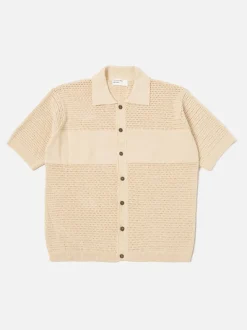UNIVERSAL WORKS T-Shirt<T-SHIRT IN MAGLIA CON BOTTONI Beige