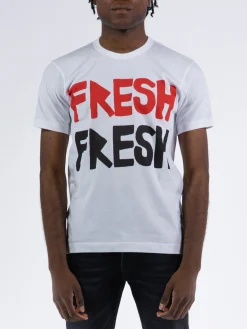 COMME DES GARCONS SHIRT T-Shirt<T-SHIRT IN MAGLIA DI COTONE Bianco, Nero, Rosso