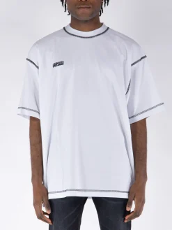 VETEMENTS. T-Shirt<T-SHIRT INSIDE-OUT EMBROIDERED LOGO Bianco
