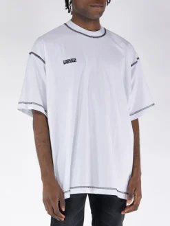 VETEMENTS. T-Shirt<T-SHIRT INSIDE-OUT EMBROIDERED LOGO Bianco