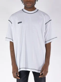 VETEMENTS. T-Shirt<T-SHIRT INSIDE-OUT EMBROIDERED LOGO Bianco