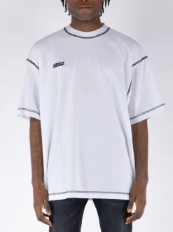 VETEMENTS. T-Shirt<T-SHIRT INSIDE-OUT EMBROIDERED LOGO Bianco