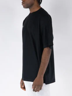 VETEMENTS. T-Shirt<T-SHIRT INSIDE-OUT EMBROIDERED LOGO Nero